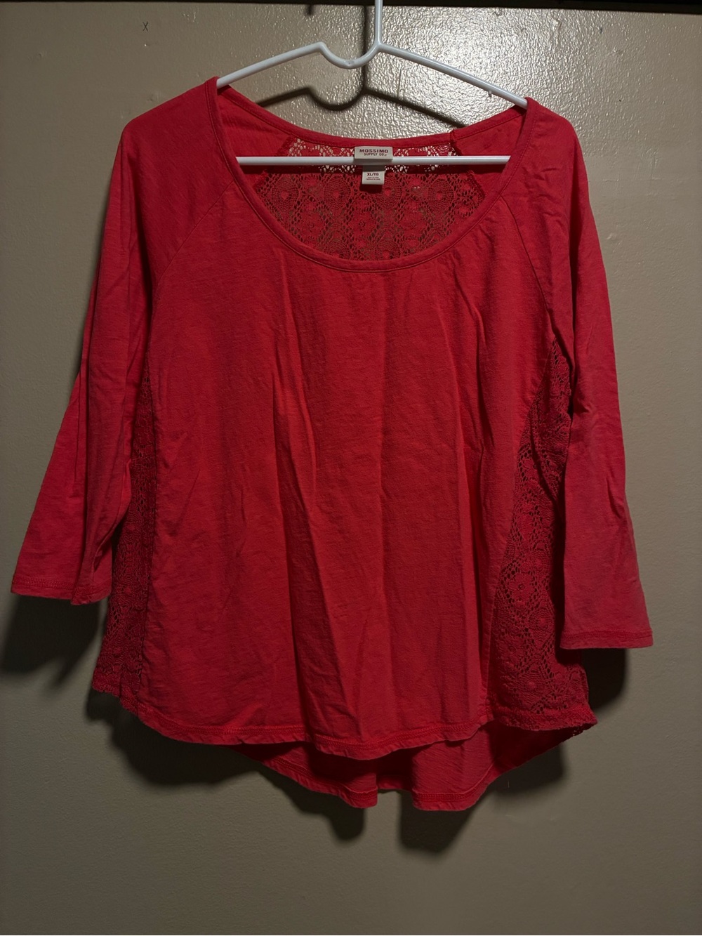 Mossimo Supply Co. Red Scoop Neck Lace-Back Top